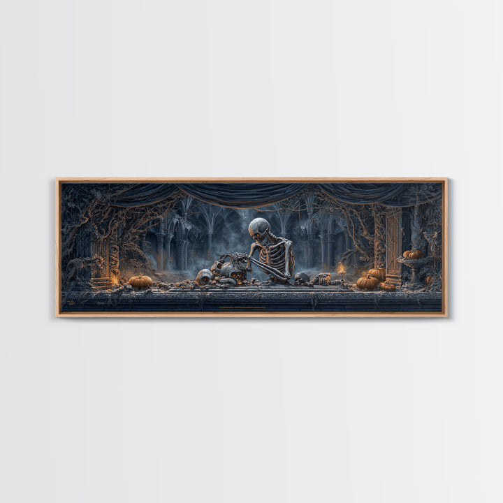 The Bone Sculptor, Extra Wide Wall Art, Dark Halloween Decor, Canvas Print, Halloween Wall Decor, Gothic Home Decor, Collectible Wall Decor