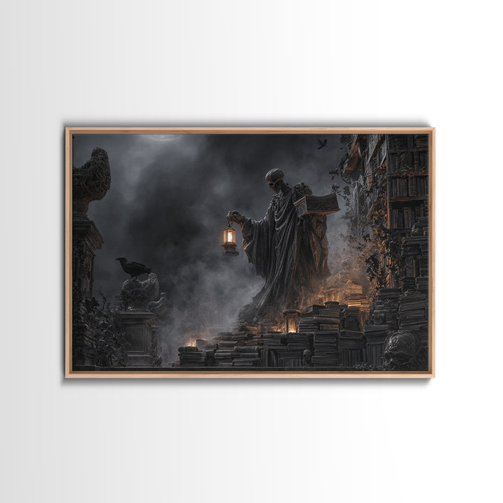 The Crypt Librarian, Landscape Wall Art, Dark Fantasy Wall Art, Canvas Print, Halloween Wall Decor, Gothic Home Decor, Spooky Wall Decor