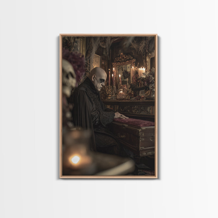The Royal Coffin Maker, Vertical Wall Art, Haunted Gothic Art, Framed Canvas Print, Halloween Wall Decor, Gothic Home Decor