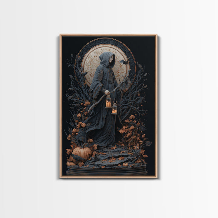 The Soul Collector, Vertical Wall Art, Haunted Gothic Art, Framed Canvas Print, Halloween Wall Decor, Gothic Home Decor, Statement Wall Art