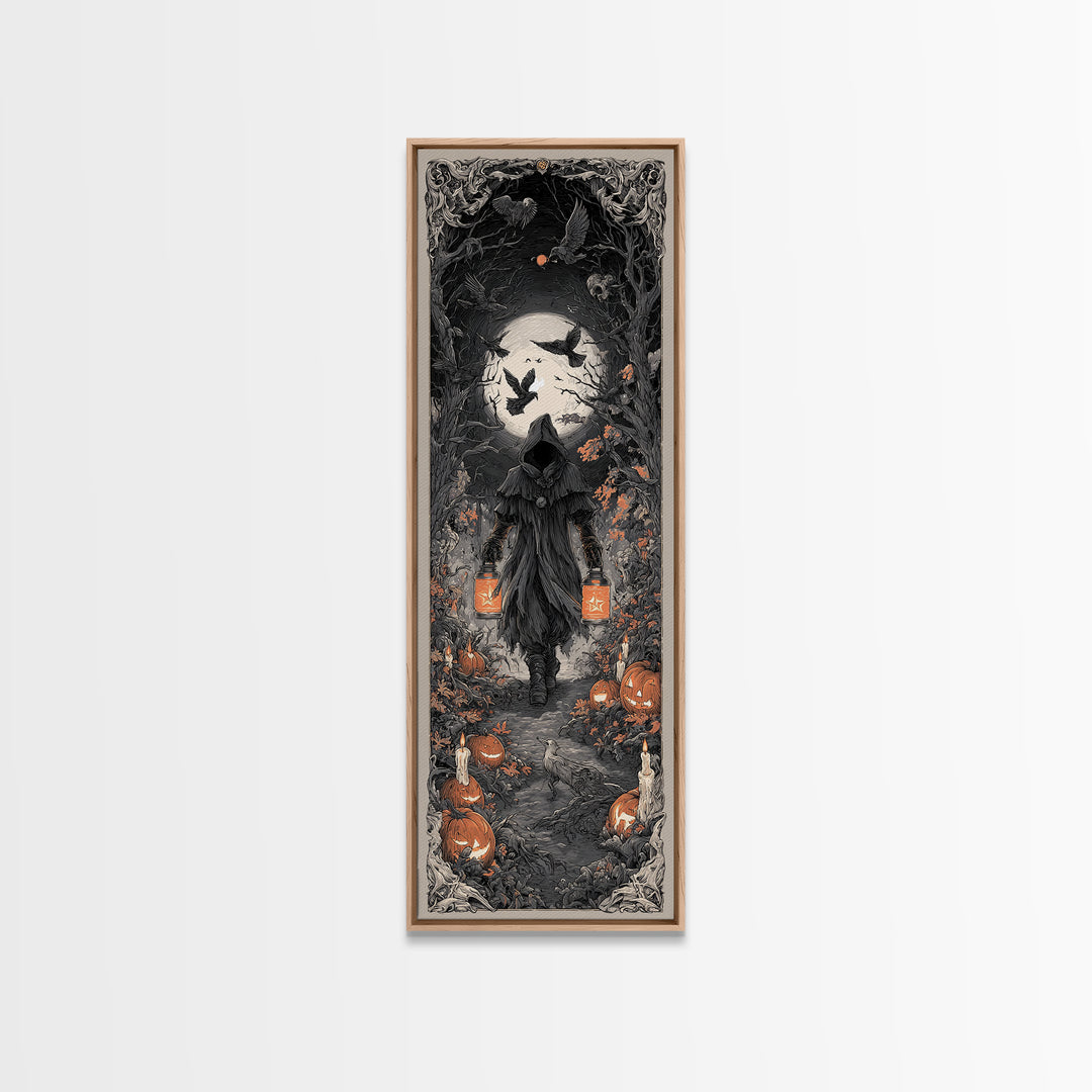 The Soul Collector, Tall Narrow Wall Art, Gothic Horror Wall Art, Framed Canvas Print, Halloween Wall Decor, Gothic Home Decor