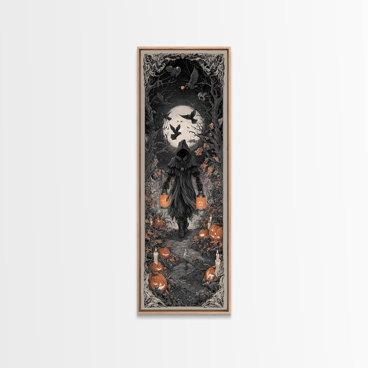 The Soul Collector, Tall Narrow Wall Art, Gothic Horror Wall Art, Framed Canvas Print, Halloween Wall Decor, Gothic Home Decor