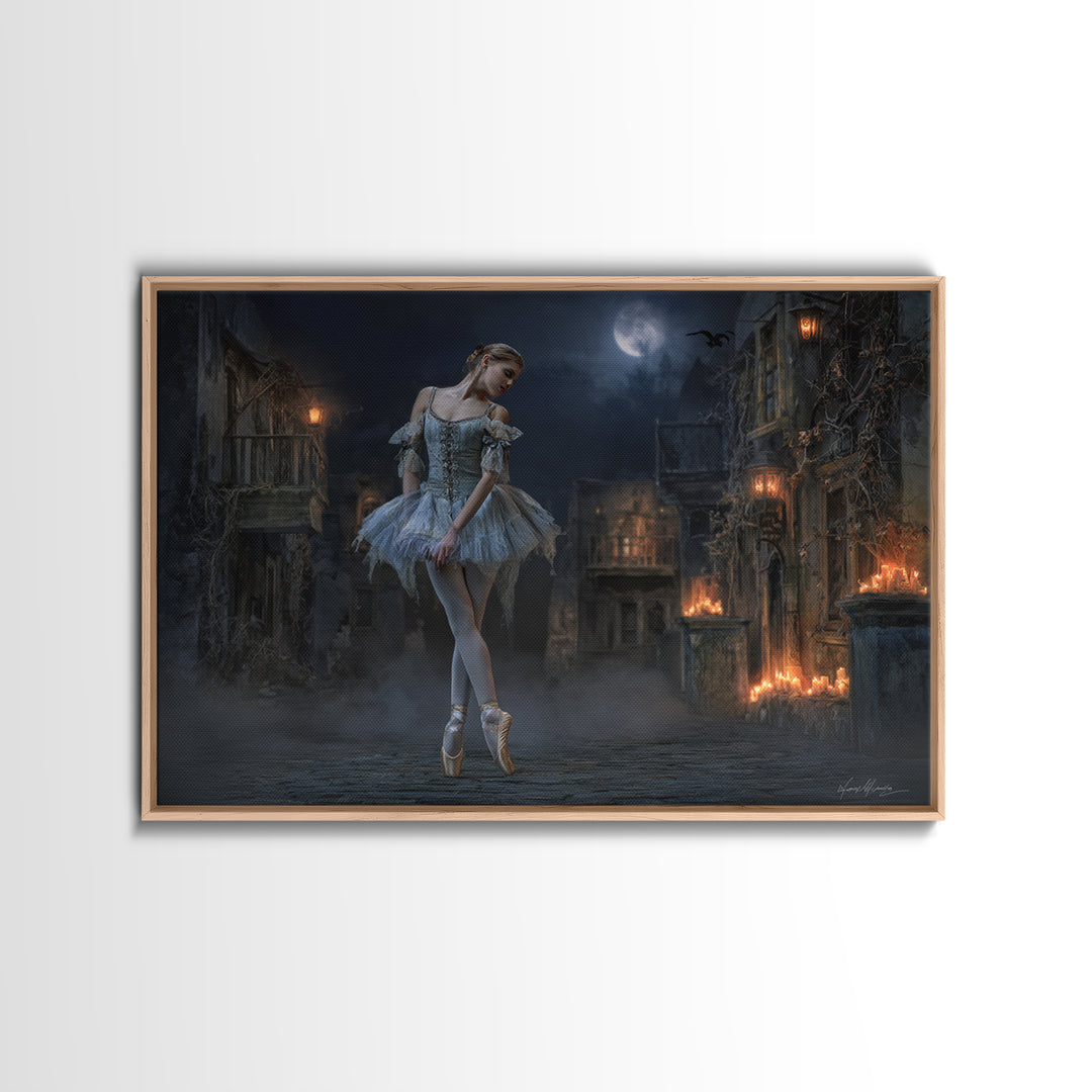 The Phantom Ballerina, Landscape Wall Art, Dark Fantasy Wall Art, Canvas Print, Halloween Wall Decor, Gothic Home Decor, Horror Wall Art