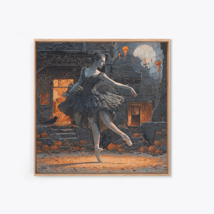 The Phantom Ballerina, Square Wall Art, Haunted Gothic Art, Framed Canvas Print, Halloween Wall Decor, Gothic Home Decor, Macabre Wall Art