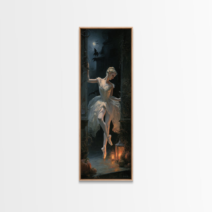 The Phantom Ballerina, Tall Narrow Wall Art, Spooky Home Decor, Canvas Print, Halloween Wall Decor, Gothic Home Decor, Halloween Wall Art