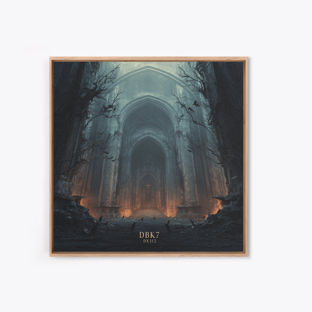 The Ghost Of The Witch Hunter, Square Wall Art, Haunted Gothic Art, Framed Canvas Print, Halloween Wall Decor, Gothic Home Decor
