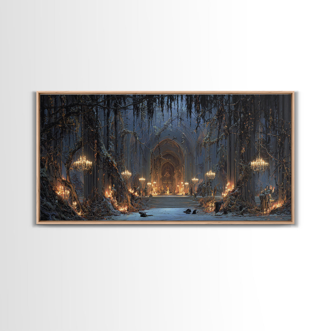 The Ghost Of The Witch Hunter, Wide Panoramic Art, Dark Halloween Decor, Canvas Print, Halloween Wall Decor, Gothic Home Decor