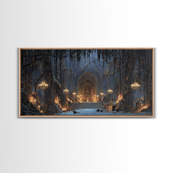 The Ghost Of The Witch Hunter, Wide Panoramic Art, Dark Halloween Decor, Canvas Print, Halloween Wall Decor, Gothic Home Decor