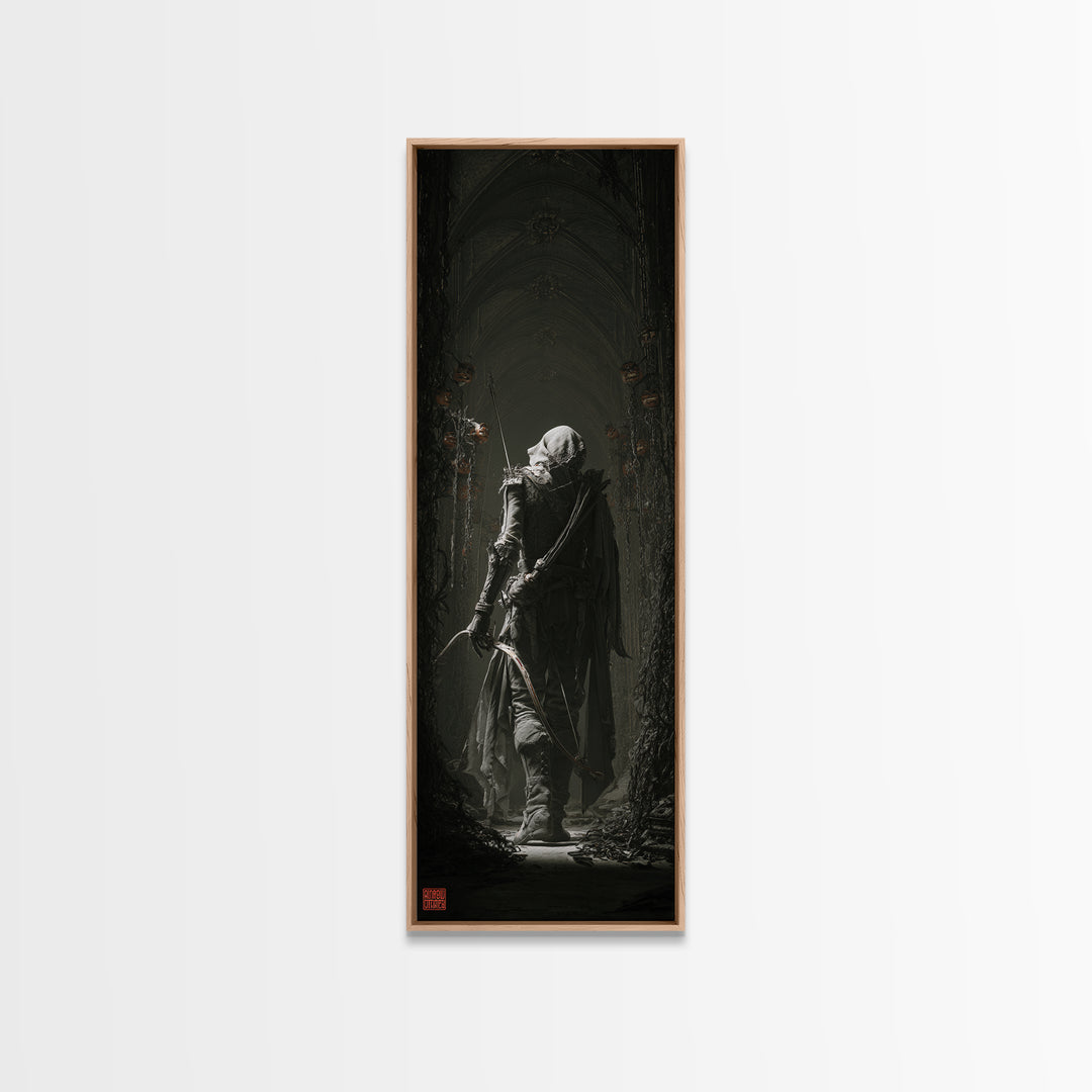The Ghost Of The Witch Hunter, Tall Narrow Wall Art, Macabre Wall Art, Framed Canvas Print, Halloween Wall Decor, Gothic Home Decor