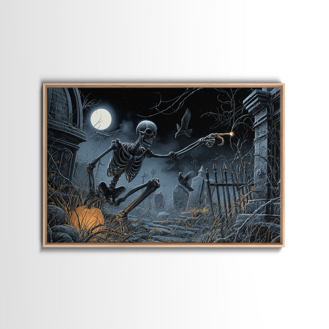 The Skull Astronomer, Landscape Wall Art, Dark Halloween Decor, Canvas Print, Halloween Wall Decor, Gothic Home Decor, Halloween Wall Art
