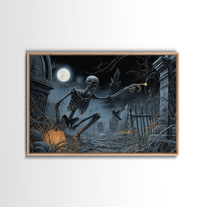 The Skull Astronomer, Landscape Wall Art, Dark Halloween Decor, Canvas Print, Halloween Wall Decor, Gothic Home Decor, Halloween Wall Art