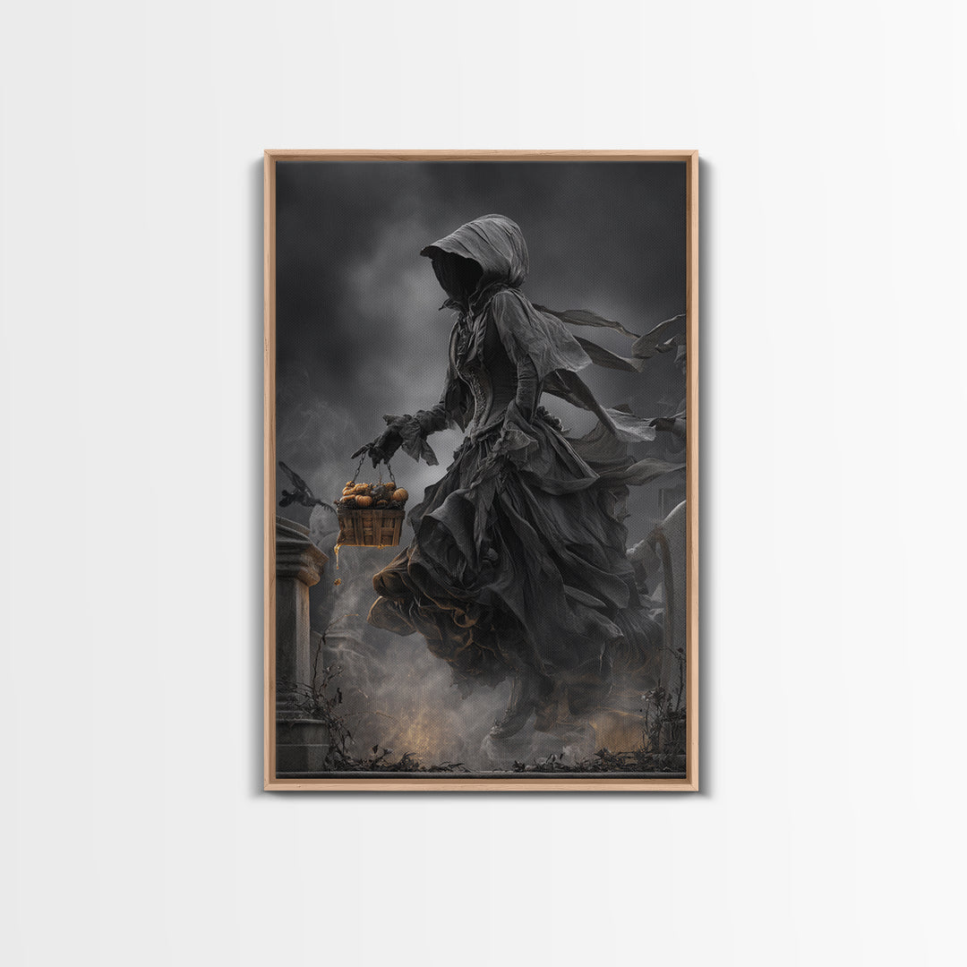 The Cemetery Beekeeper, Vertical Wall Art, Gothic Horror Wall Art, Framed Canvas Print, Halloween Wall Decor, Gothic Home Decor