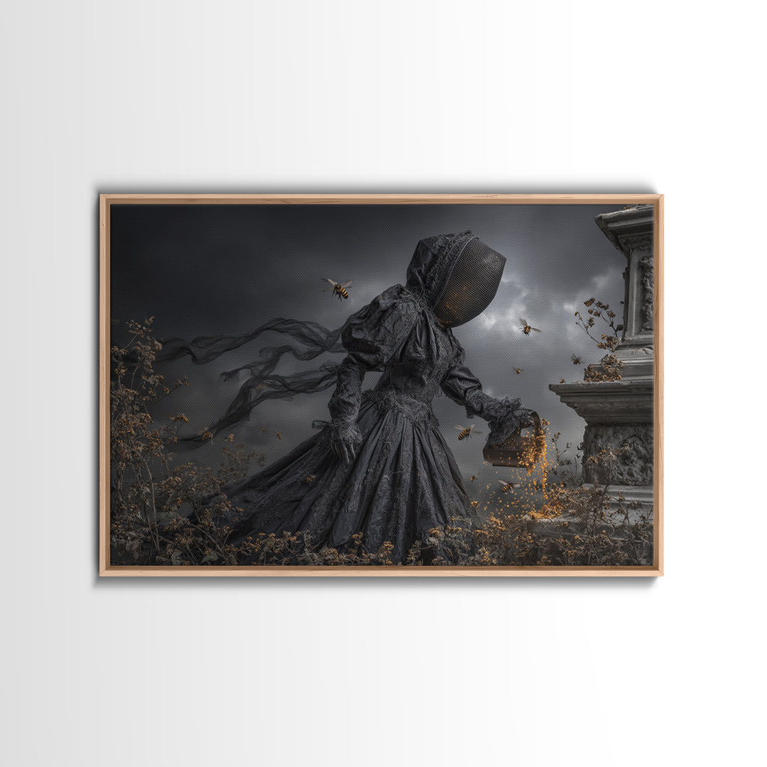 The Cemetery Beekeeper, Landscape Wall Art, Spooky Home Decor, Canvas Print, Halloween Wall Decor, Gothic Home Decor, Spooky Wall Decor