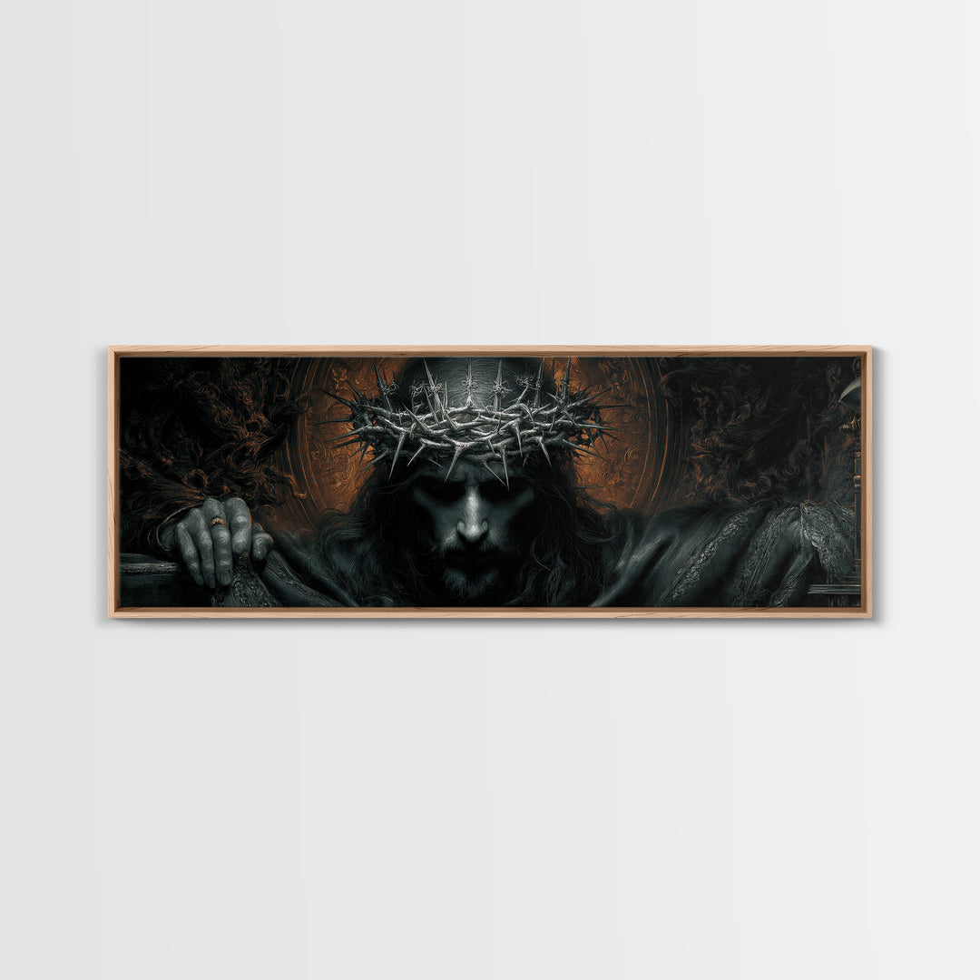 The Thorn-Crowned King, Extra Wide Wall Art, Dark Fantasy Wall Art, Canvas Print, Halloween Wall Decor, Gothic Home Decor