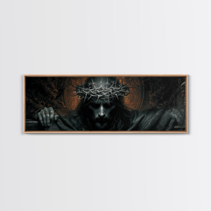 The Thorn-Crowned King, Extra Wide Wall Art, Dark Fantasy Wall Art, Canvas Print, Halloween Wall Decor, Gothic Home Decor