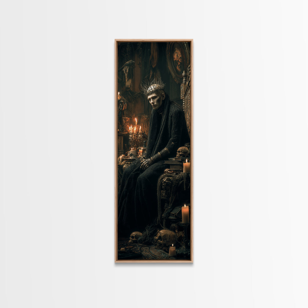 The Thorn-Crowned King, Tall Narrow Wall Art, Dark Fantasy Wall Art, Canvas Print, Halloween Wall Decor, Gothic Home Decor