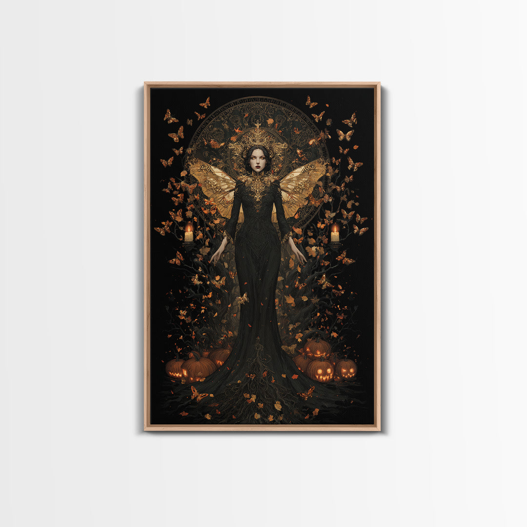 The Moth-Winged Empress, Vertical Wall Art, Dark Halloween Decor, Canvas Print, Halloween Wall Decor, Gothic Home Decor, Dark Fantasy Art