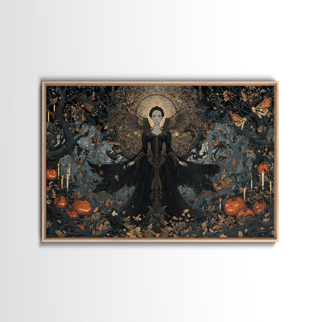 The Moth-Winged Empress, Landscape Wall Art, Gothic Horror Wall Art, Framed Canvas Print, Halloween Wall Decor, Gothic Home Decor