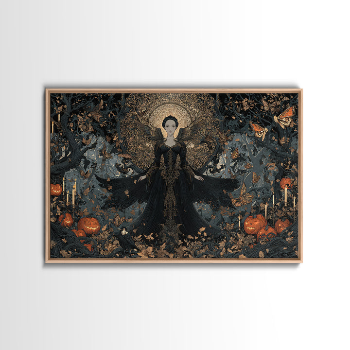 The Moth-Winged Empress, Landscape Wall Art, Gothic Horror Wall Art, Framed Canvas Print, Halloween Wall Decor, Gothic Home Decor
