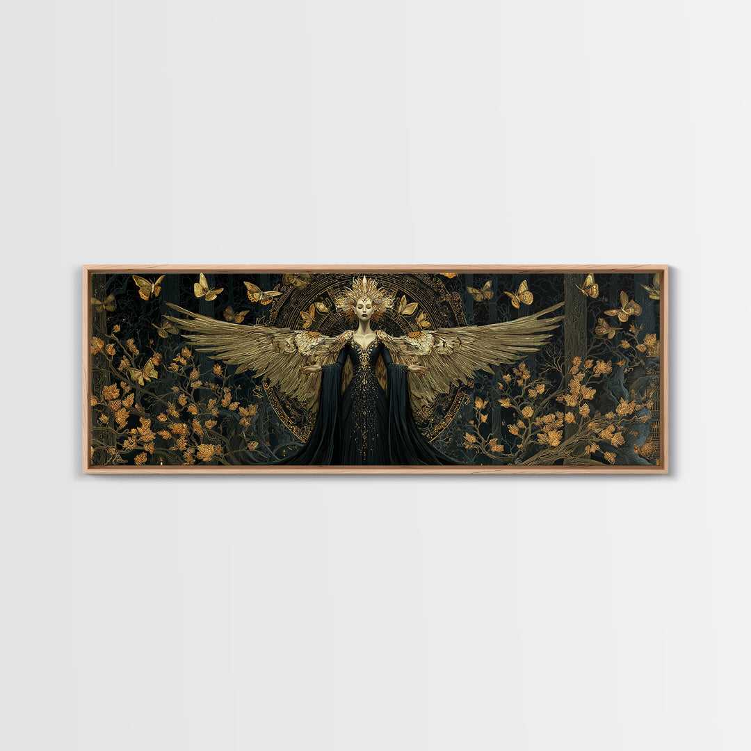 The Moth-Winged Empress, Extra Wide Wall Art, Haunted Gothic Art, Framed Canvas Print, Halloween Wall Decor, Gothic Home Decor