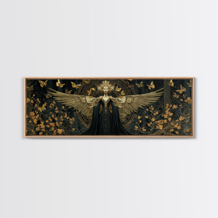 The Moth-Winged Empress, Extra Wide Wall Art, Haunted Gothic Art, Framed Canvas Print, Halloween Wall Decor, Gothic Home Decor