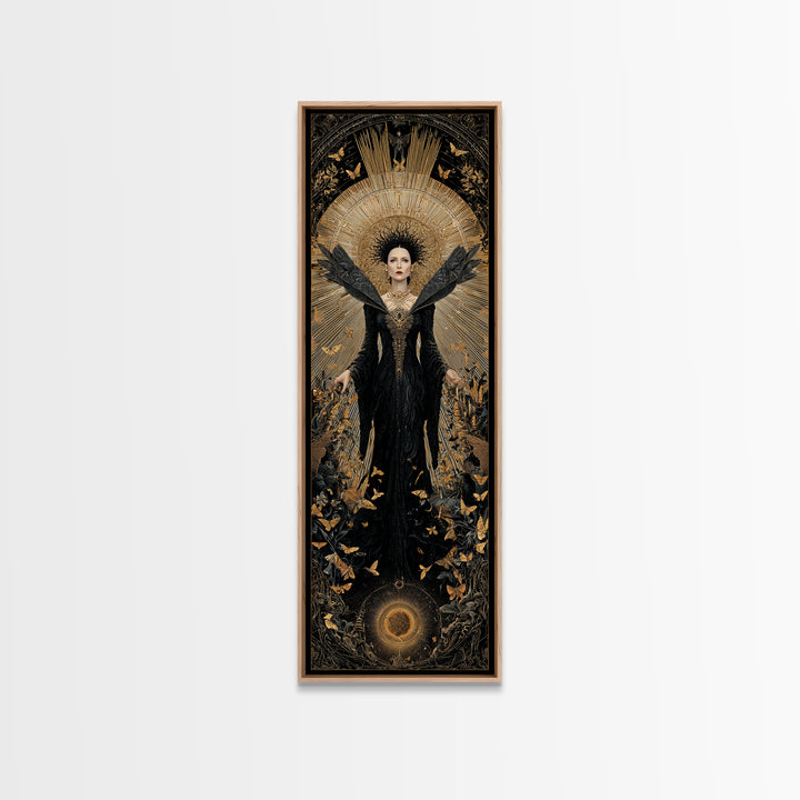 The Moth-Winged Empress, Tall Narrow Wall Art, Dark Fantasy Wall Art, Canvas Print, Halloween Wall Decor, Gothic Home Decor