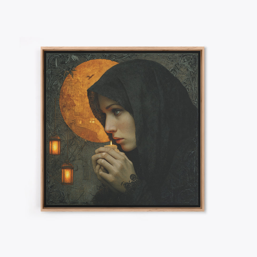 The Ash-Covered Oracle, Square Wall Art, Macabre Wall Art, Framed Canvas Print, Halloween Wall Decor, Gothic Home Decor, Seasonal Home Decor