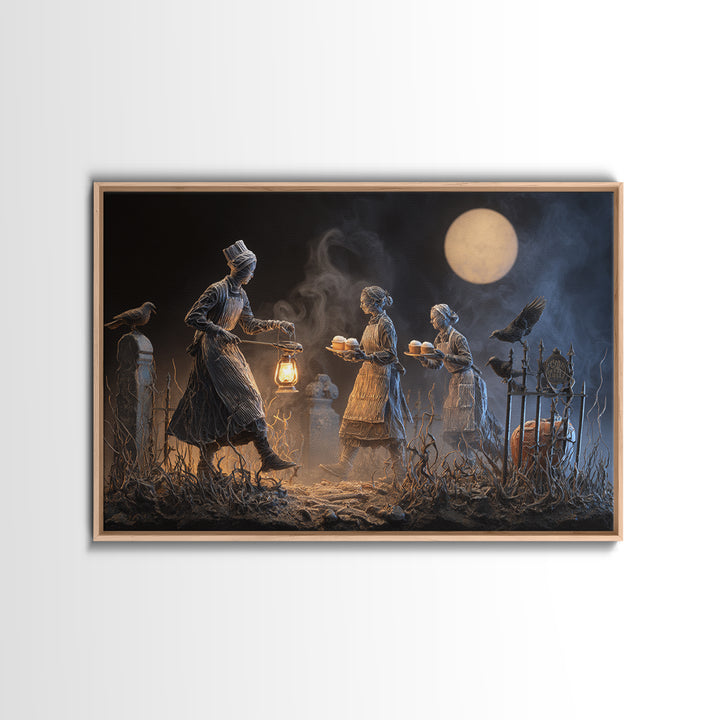 The Ghost Bakery, Landscape Wall Art, Haunted Gothic Art, Framed Canvas Print, Halloween Wall Decor, Gothic Home Decor, Halloween Decor