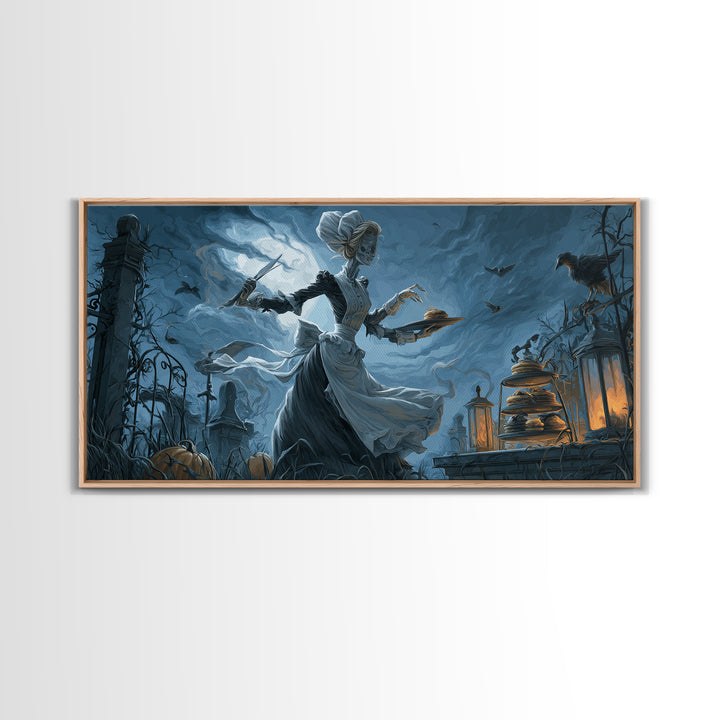 The Ghost Bakery, Wide Panoramic Art, Dark Fantasy Wall Art, Canvas Print, Halloween Wall Decor, Gothic Home Decor, Macabre Wall Art