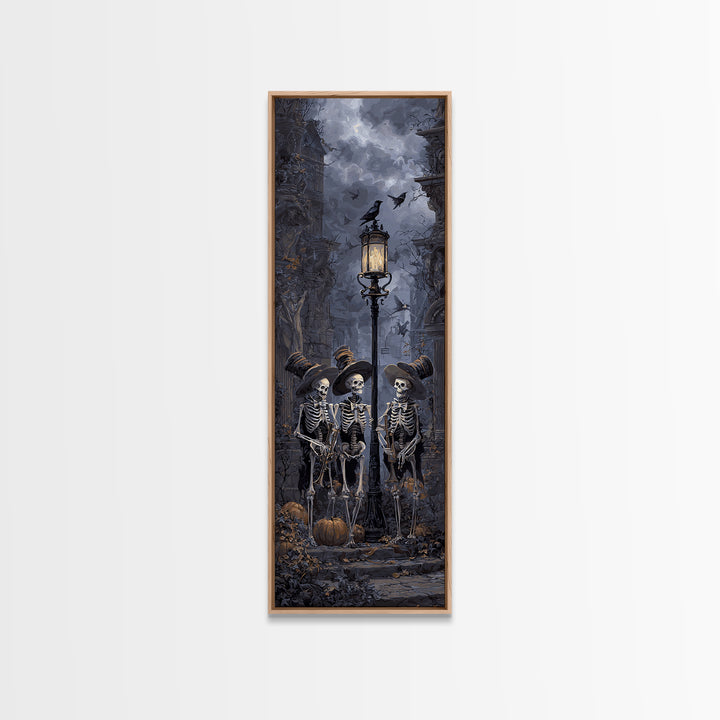 The Skeleton Barbershop Quartet, Tall Narrow Wall Art, Spooky Home Decor, Canvas Print, Halloween Wall Decor, Gothic Home Decor