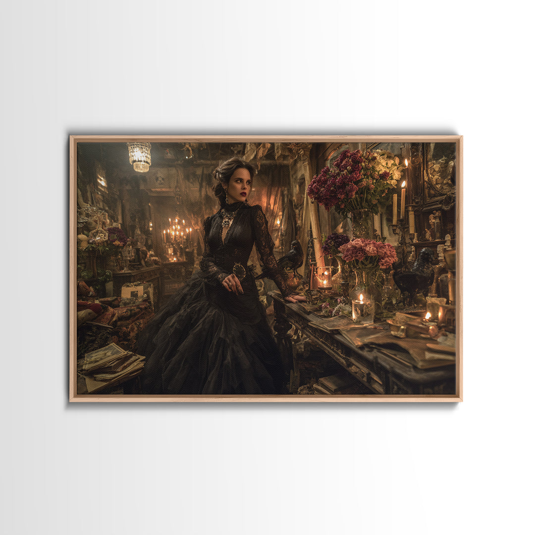 The Vampire Florist, Landscape Wall Art, Dark Fantasy Wall Art, Canvas Print, Halloween Wall Decor, Gothic Home Decor