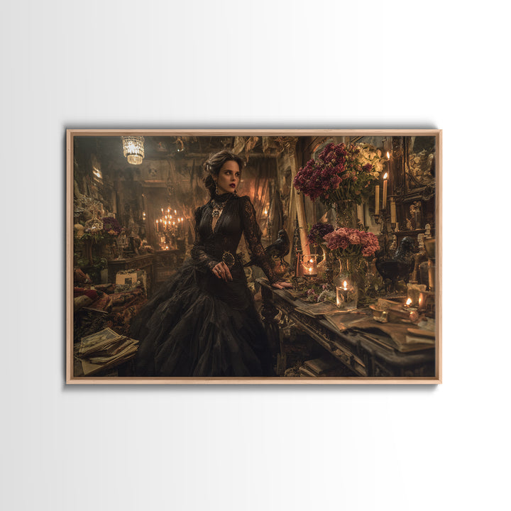 The Vampire Florist, Landscape Wall Art, Dark Fantasy Wall Art, Canvas Print, Halloween Wall Decor, Gothic Home Decor