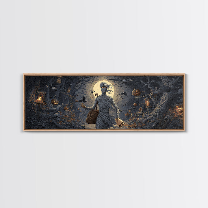 The Mummy Mail Carrier, Extra Wide Wall Art, Haunted Gothic Art, Framed Canvas Print, Halloween Wall Decor, Gothic Home Decor