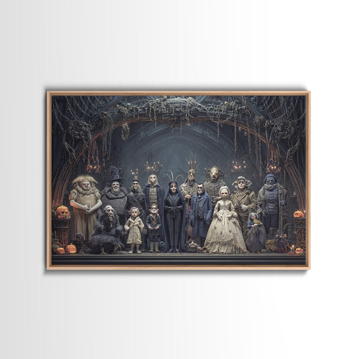 The Monster Family Portrait, Landscape Wall Art, Haunted Gothic Art, Framed Canvas Print, Halloween Wall Decor, Gothic Home Decor
