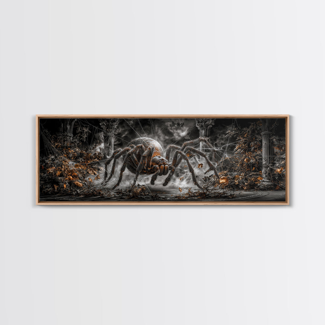 The Spider Sewing Circle, Extra Wide Wall Art, Dark Fantasy Wall Art, Canvas Print, Halloween Wall Decor, Gothic Home Decor