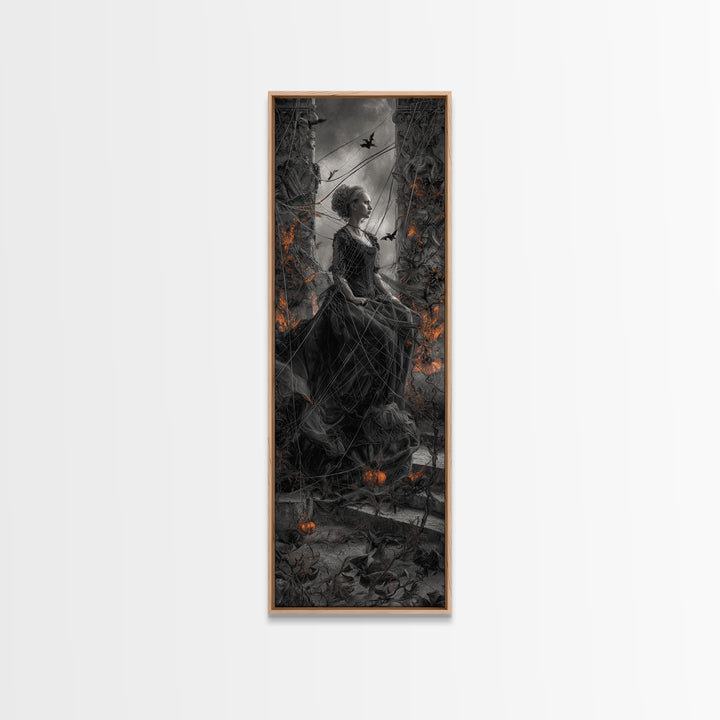 The Spider Sewing Circle, Tall Narrow Wall Art, Spooky Home Decor, Canvas Print, Halloween Wall Decor, Gothic Home Decor, Spooky Wall Decor