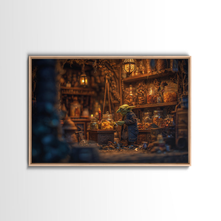 The Goblin Candy Shop, Landscape Wall Art, Haunted Gothic Art, Framed Canvas Print, Halloween Wall Decor, Gothic Home Decor