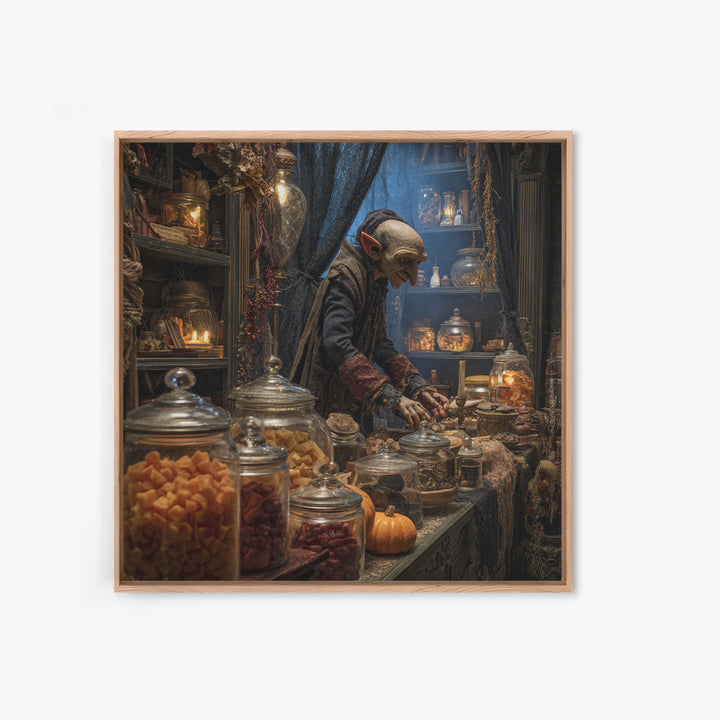 The Goblin Candy Shop, Square Wall Art, Spooky Home Decor, Canvas Print, Halloween Wall Decor, Gothic Home Decor, Collectible Wall Decor