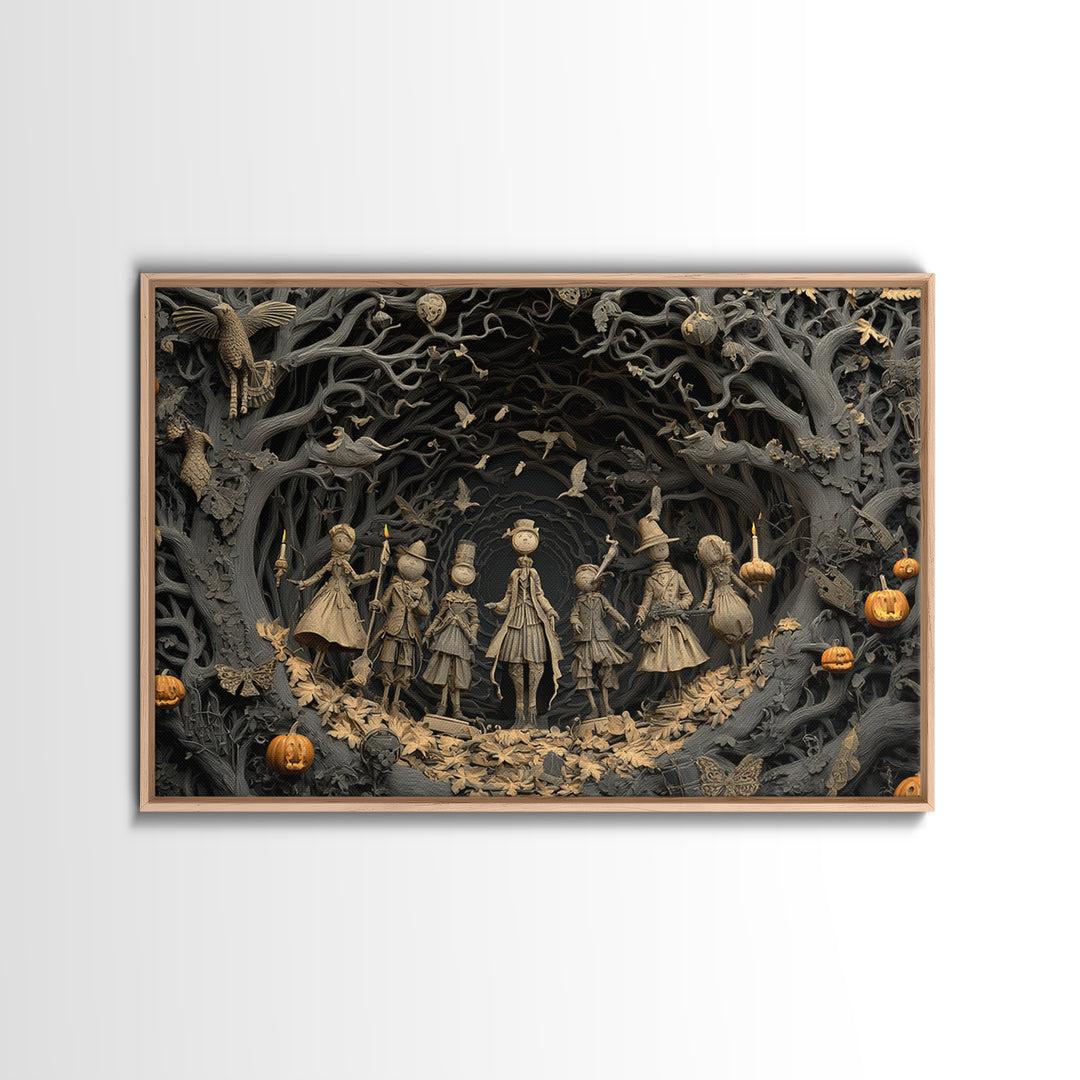 The Haunted Toy Parade, Landscape Wall Art, Gothic Horror Wall Art, Framed Canvas Print, Halloween Wall Decor, Gothic Home Decor