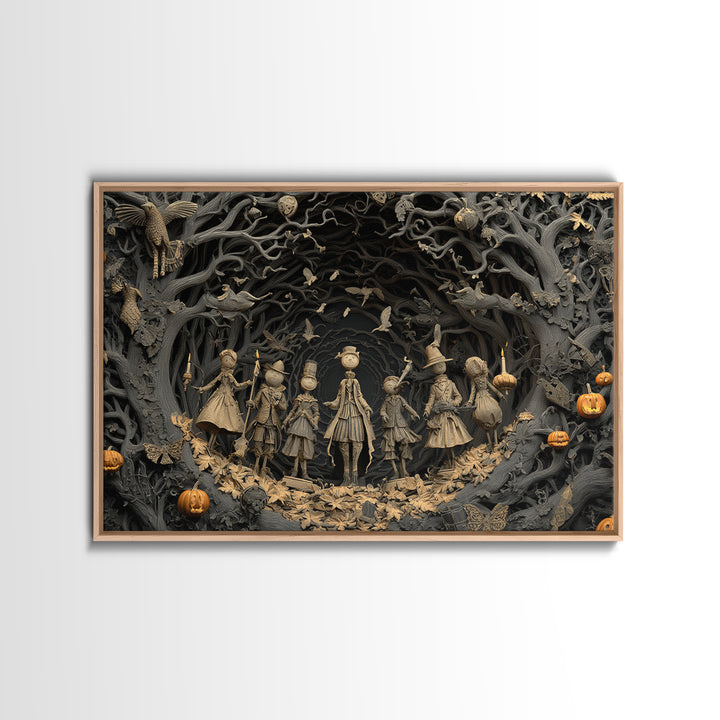 The Haunted Toy Parade, Landscape Wall Art, Gothic Horror Wall Art, Framed Canvas Print, Halloween Wall Decor, Gothic Home Decor