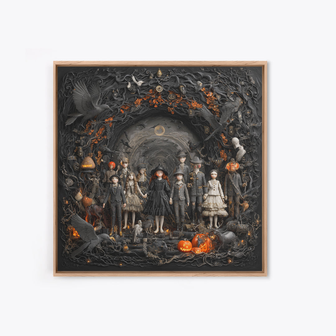 The Haunted Toy Parade, Square Wall Art, Dark Fantasy Wall Art, Canvas Print, Halloween Wall Decor, Gothic Home Decor, Spooky Wall Decor