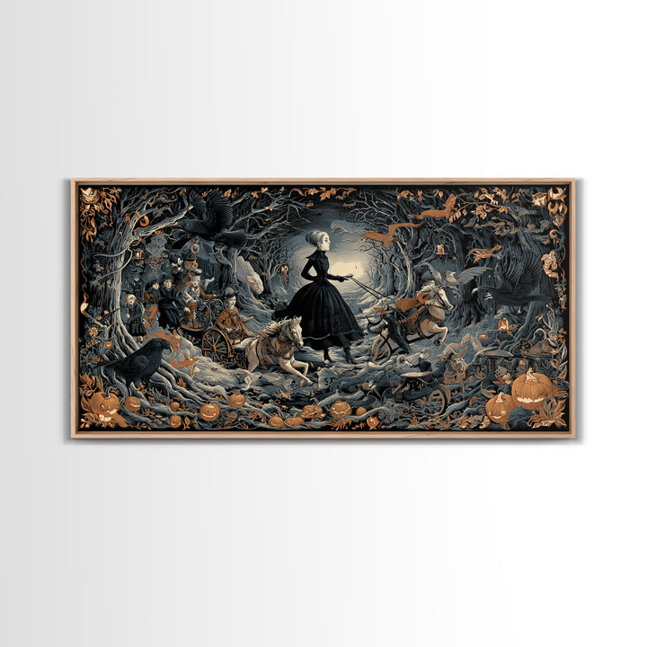The Haunted Toy Parade, Wide Panoramic Art, Spooky Home Decor, Canvas Print, Halloween Wall Decor, Gothic Home Decor, Spooky Wall Decor
