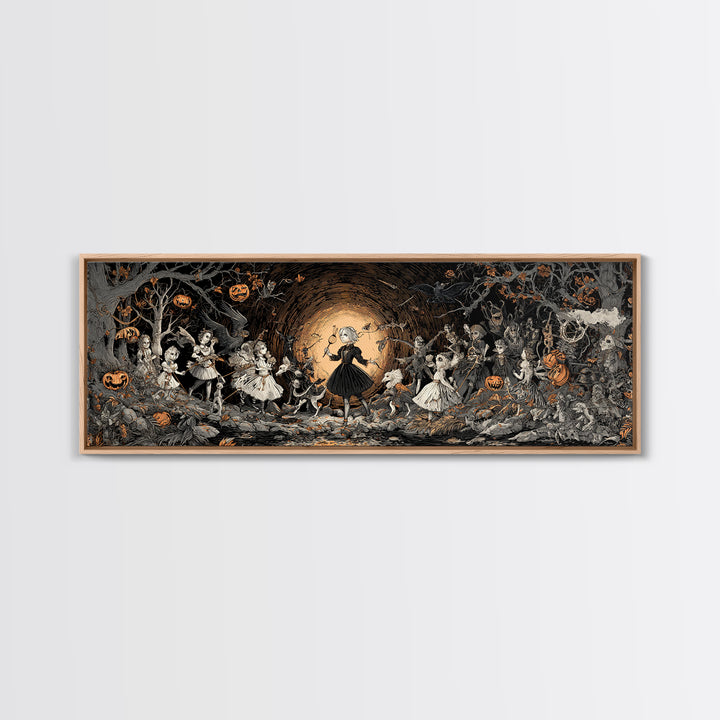 The Haunted Toy Parade, Extra Wide Wall Art, Haunted Gothic Art, Framed Canvas Print, Halloween Wall Decor, Gothic Home Decor