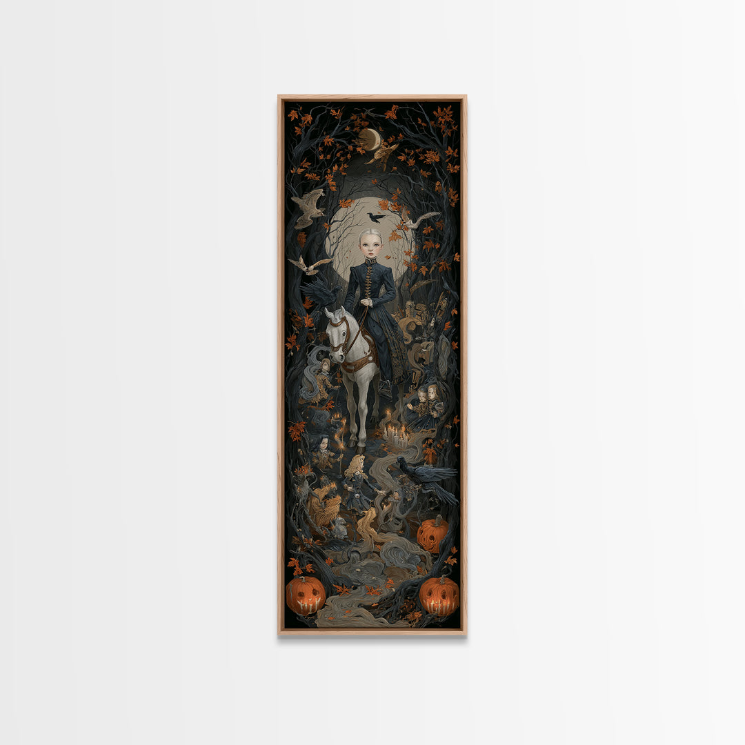 The Haunted Toy Parade, Tall Narrow Wall Art, Gothic Horror Wall Art, Framed Canvas Print, Halloween Wall Decor, Gothic Home Decor