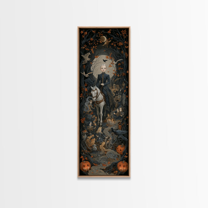 The Haunted Toy Parade, Tall Narrow Wall Art, Gothic Horror Wall Art, Framed Canvas Print, Halloween Wall Decor, Gothic Home Decor