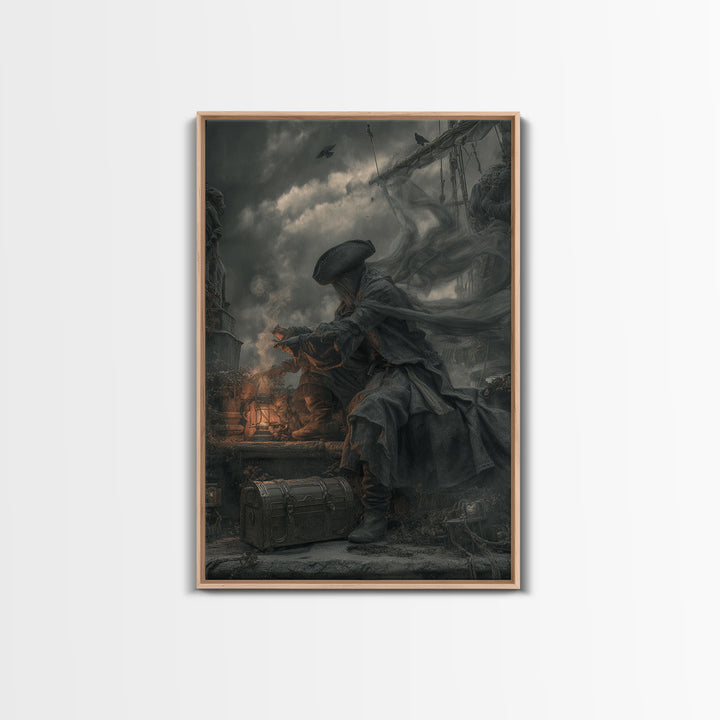 The Ghost Pirate Picnic, Vertical Wall Art, Dark Fantasy Wall Art, Canvas Print, Halloween Wall Decor, Gothic Home Decor, Horror Wall Art