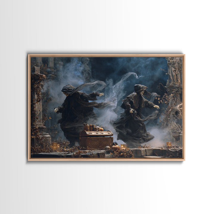 The Ghost Pirate Picnic, Landscape Wall Art, Haunted Gothic Art, Framed Canvas Print, Halloween Wall Decor, Gothic Home Decor