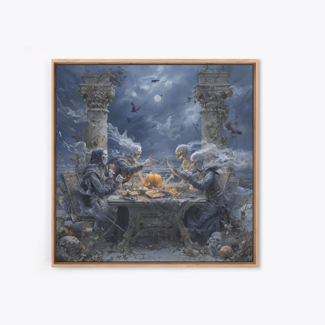 The Ghost Pirate Picnic, Square Wall Art, Dark Fantasy Wall Art, Canvas Print, Halloween Wall Decor, Gothic Home Decor, Spooky Wall Decor