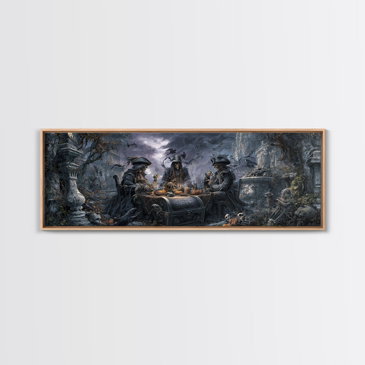 The Ghost Pirate Picnic, Extra Wide Wall Art, Haunted Gothic Art, Framed Canvas Print, Halloween Wall Decor, Gothic Home Decor
