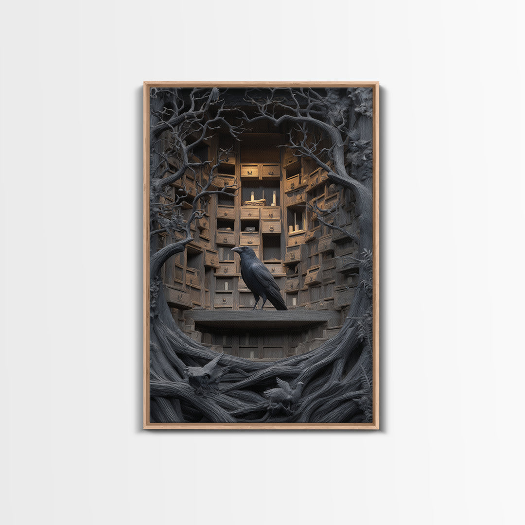 The Raven Post Office, Vertical Wall Art, Dark Halloween Decor, Canvas Print, Halloween Wall Decor, Gothic Home Decor, Halloween Wall Art